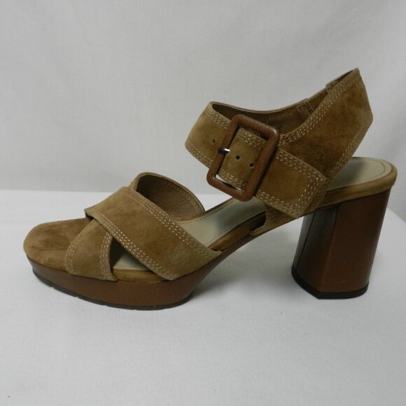 Donald Pliner Genisp Suede platform heels sandals w/ Buckle Women Size Sz 8.5 M - Picture 1 of 13